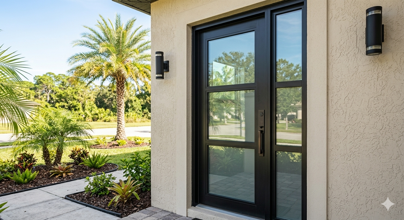 Impact door with anti-intrusion laminated glass